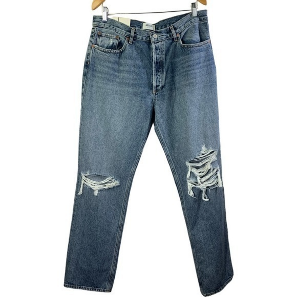 AGOLDE Lana Medium‎ Wash Distressed Mid Rise Jeans - NWT